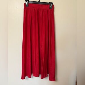 Vintage silk romantic Elegant Red Women's midi  Skirt